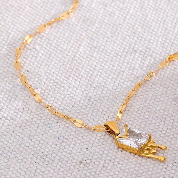New 18K Melting Gold Minimalist Necklace - Picture 4 of 7
